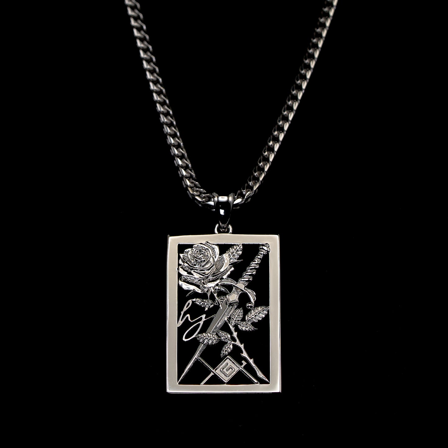 LAG x Happy Jewelers Rose & Dagger Necklace Silver Franco