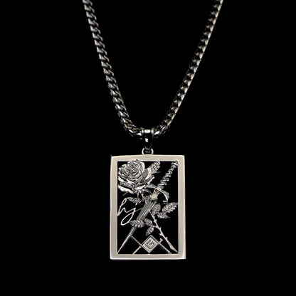 LAG x Happy Jewelers Rose & Dagger Necklace Silver Franco