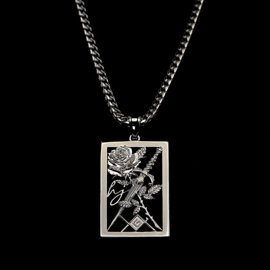 LAG x Happy Jewelers Rose & Dagger Necklace Silver Franco