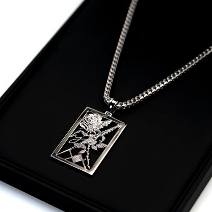 LAG x Happy Jewelers Rose & Dagger Necklace Silver Franco