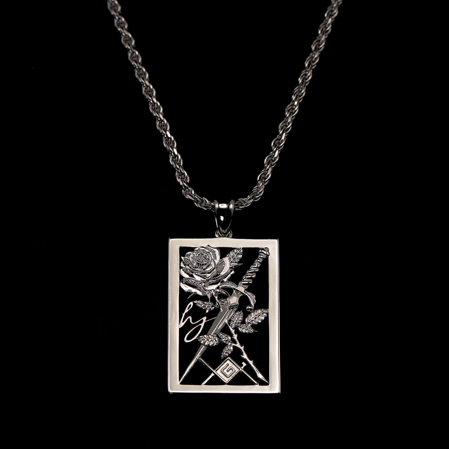 LAG x Happy Jewelers Rose & Dagger Necklace Silver Rope