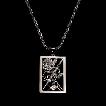 LAG x Happy Jewelers Rose & Dagger Necklace Silver Rope
