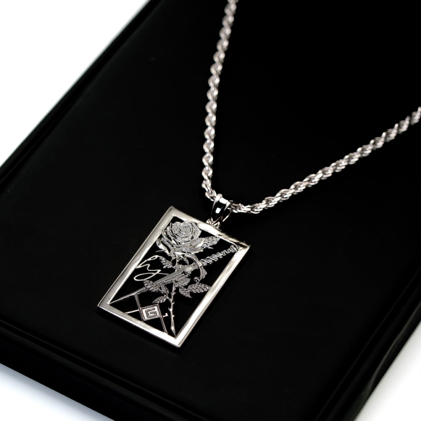 LAG x Happy Jewelers Rose & Dagger Necklace Silver Rope